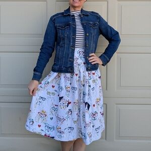handmade OOAK NOVELTY PRINT SKIRT dogs with glasses M